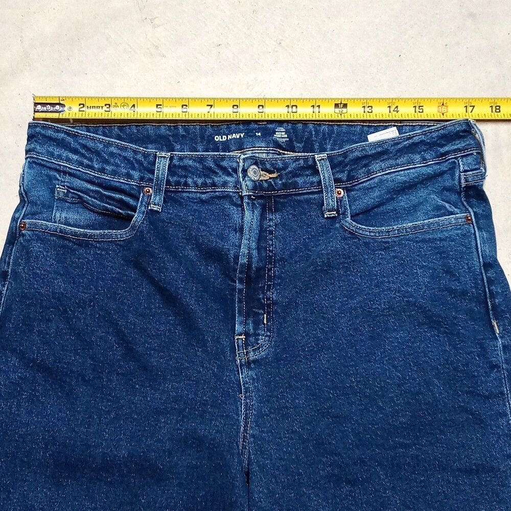 Old Navy Sky Hi Wide Leg Jeans Womens Size 14 Extra High Rise Stretch Denim - Picture 7 of 9